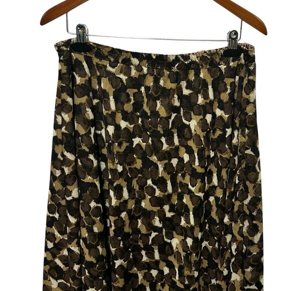 Coldwater Creek Women Maxi Skirt PL Brown Abstract Leopard Flowy Boho Whimsigoth - Picture 4 of 8